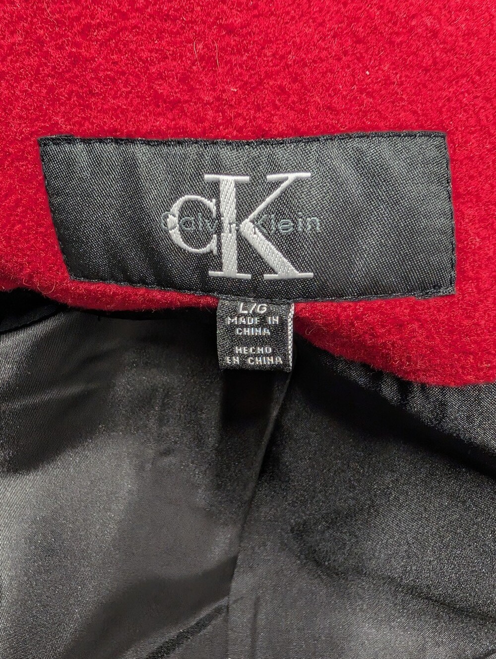 Calvin Klein Women's Red Wool Blend Double Breasted Peacoat Size Large Lined - Picture 9 of 10